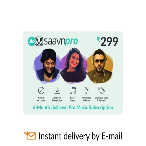 JioSaavn E-Gift Card - Rs. 589 for 6 months subscription
